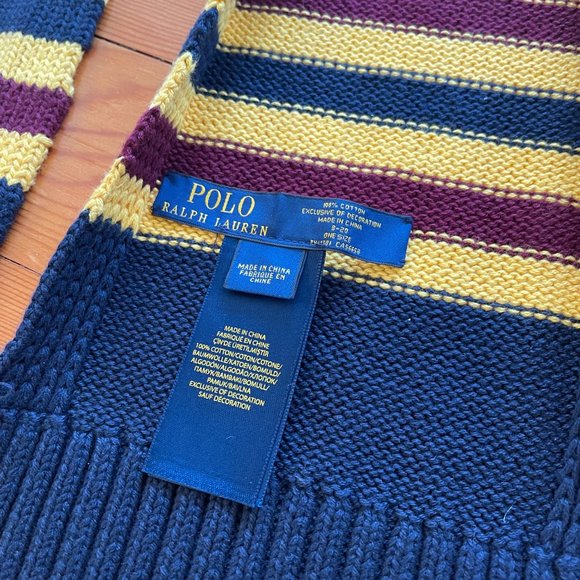 Very Rare Knit Ralph Lauren Polo Scarf - Big P Logo Patch - Picture 2 of 5